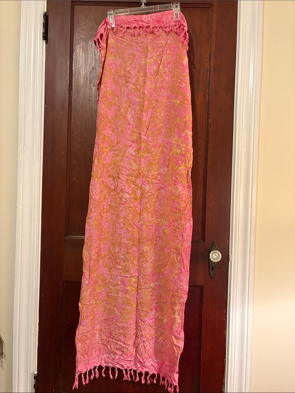Pink & Gold Floral Sarong or Lightweight Summer Wrap - Picture 2 of 4